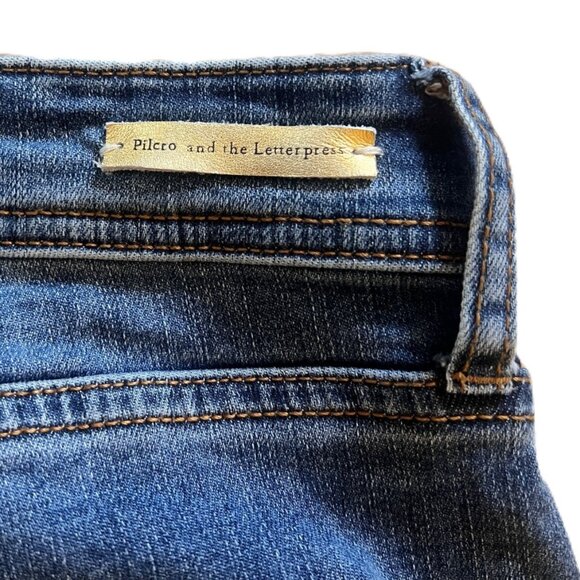 Pilcro & the Letterpress Slim Straight 32 jeans Sequins Embroidery Boho Distress - Picture 8 of 13